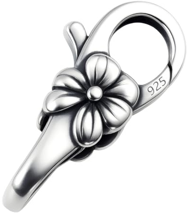 My-Bead dubbel karbinhake blomma 925 sterlingsilver karbiner för armband och halsband smyckeslås gör-det-själv, 23.5mm, Sterlingsilver