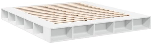 vidaXL Bettgestell, Bett mit Stauraum für Schlafzimmer, Bettrahmen mit Lattenrost, Schlafzimmerbett Doppelbett, Weiß 180x200cm Holzwerkstoff