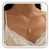Allereya Collana Girocollo Conchiglia Martellata Oro Vintage Collana Ciondolo Conchiglia smerlata Collana Conchiglia Piccola Collana Conchiglia Strutturata Gioielli per Donne e Ragazze