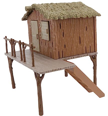 TINEASUR Simuliertes Reetdachhaus Modell Aus Robustem PVC Detailreiche Hausdekoration Für Sandkasten Bauernhof Und Wildtierszene Kompaktes Filigranes Handwerksornament
