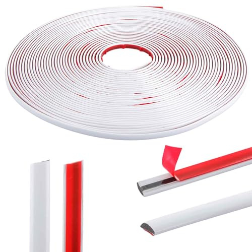 LOPYXBR 20m/65.6ft Tile Trims and Edgings, White Tile Edging Trim 8mm Wide, Flexible Self Adhesive Peel and Stick Molding, Self-Adhesive Wall Moulding for Tiles, Mirror, Ceiling, Floor, Panel, Cabinet