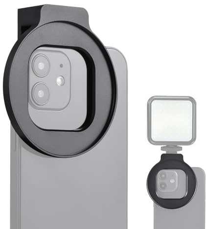 Andoer 67 mm Telefonfilterhalterung, Gewindeobjektivfilterclip, Vollmetall mit Kaltschuhhalterung für Phone 15/14/13/12