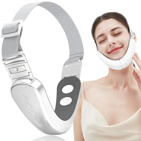 Forhome Beauty Meter, V Shape Face Gerät, Gesichtsmassagegerät EMS, Jawline Trainer Elektrisch, mit 6 Modi und 12 Intensitätsstufen für ein Strafferes Hautbild und Tiefere Tonung bei Frauen