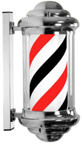 VAESAZDSZ Lámparas de Pared Poste de barbero, Poste de barbería para peluquería, luz LED giratoria para Letrero, lámpara de Pared para Exteriores para barbería, Blanco y Negro