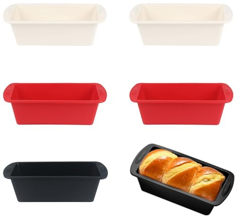 HXSYKJDM 6 stycken silikonbakformar, rektangulär 19,5 × 9,5 × 5,5 cm, non-stick tårtform kakform för ugn