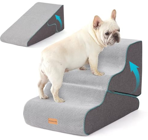 Gardner Pet 2-in-1 Height Adjustable Dog Steps for Sofa & Bed, Grey 35-42cm