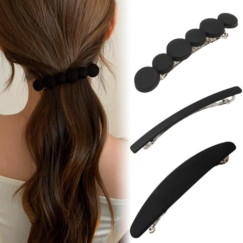 CLKE 3 Stück Haarspangen Damen Set, Französische Haarspange, 9cm Hair Clip, Vintage Haarclips, Haarspange für Feines Haar, Automatische Haarspangen Damen Dünnes und Dickes Haar