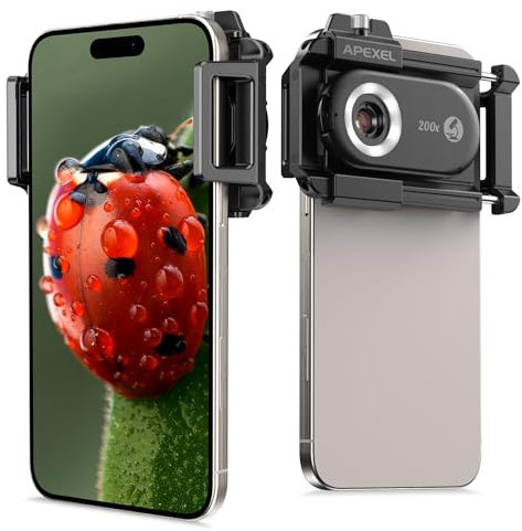 Evil Eye 200x Microscope Telephone Portable pour Enfants Mini Microscope avec CPL 13 Modes de luminosité Lampes UV Aucune APP requise pour Microworld