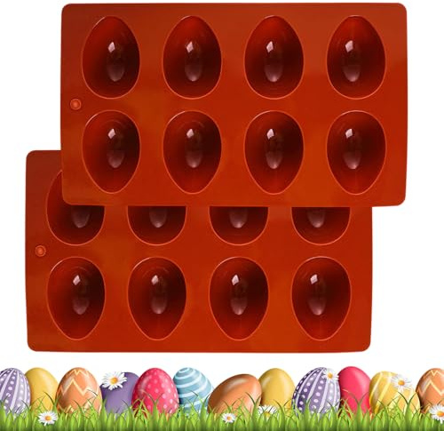 Qfdiwr Easter Egg Mould | Baking 8 Cavity | 2 Oven Resistant Jelly Moulds for Cakes, Chocolate and Bread Decorations
