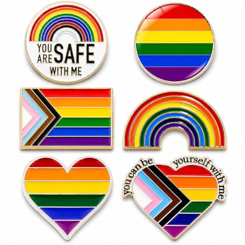 6 Stück Pride Pin, Lgbtq Brosche, Regenbogen Anstecker, Gay Pin Metall, Pride Accessoires, Lgbtq Accessoires, Für Männer und Damen, Rucksäcke, Schmuck, Hüte, Jackendekoration Funny