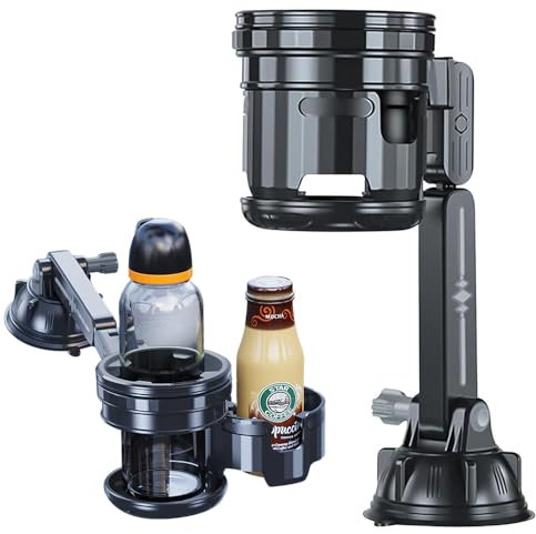 BIZOI 2 in 1 Car Cup Holder Expander, Suction Car Cup Holder, Vehicle Drink Cup Stand, Window Mount Cup Holder, Adjustable Angle Car Drink Bottle Holder for Cars Trucks Boats