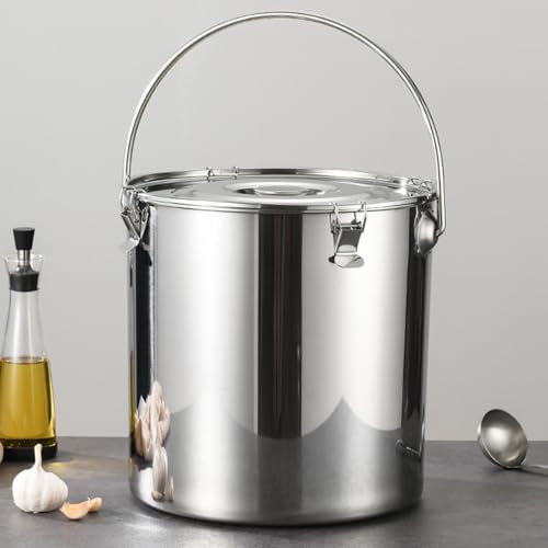 GAOAZHEN Suppentopf - Suppentopf mit Zapfhahn/versiegeltem Eimer/Transporteimer, Suppeneimer aus Edelstahl 201, Weintank mit Hahn, für Wasser, Milch, Tee, Milch, Vorratseimer (7 l)