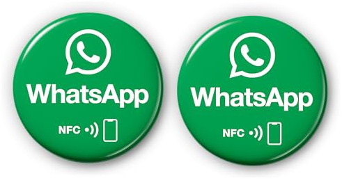 2X Whatsapp NFC Sticker – kontaktlos Termine vereinbaren & Kontakt teilen – programmierbar & wiederverwendbar – 3 cm Ø – Whatsapp Kontakt Aufkleber für Praxis, Empfang, Anmeldung & Dienstleister