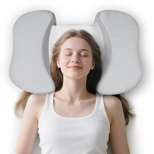 HOMCA Almohada para Dormir de Espalda, Almohada Antiarrugas y de Belleza, Duerme Cómodamente Boca Arriba, Almohada Cervical de Espuma Viscoelástica para Mantener la Cabeza Recta, Gris