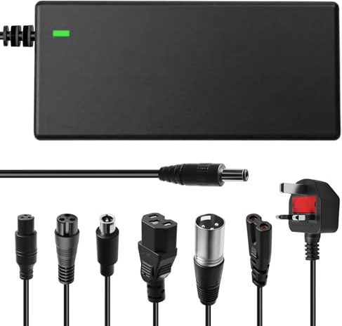 42V 2A M365 Electric Scooter Charger for 36V Li-Ion Battery (6 Connectors) | DC5.5 x2.1/DC5.5 x2.5/8mm 3 Prong /12mm 3 Prong /8mm RCA/3-Pin Male XLR, for Mobility Wheelchair Bike Mobilityscooter