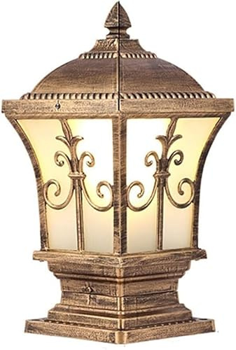 Extra Large Outdoor Post Lights Hard Wired Exterior Pillar Cap Light Fixture Farmhouse Brown Pole Mount Light Antique Black Lanterns Column Top Lamp,LED Chandelier Ceiling