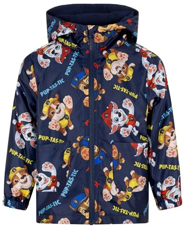 Paw Patrol Raincoat with Hood, Insulated fleece lined Jacket, Dark Blue, 3-4 Years: 104cm, Blue