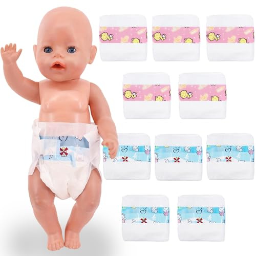 Juego de 10 pañales para muñecas, lindos pañales para muñecas