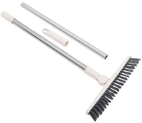 Cepillo para Limpiar Huecos de Suelo Mango Largo Giratorio | Acero Inoxidable y Plástico, Cabezal Rotatorio, Blanco, para Ranuras y Esquinas en Ducha