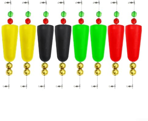 Yuanpgky Corchos de pesca de 1/4/8 piezas con giro de 360° para pesca de agua dulce en agua salada, para EVA + flotadores de metal compatibles con lubina, trucha de mar y pez rojo para pargo (colores
