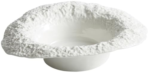 TOBBOMEY Plato de Cerámica Textura de Roca Forma de Sombrero Diámetro 85 Pulgadas Plato para Pasta y Ensalada Bandeja Multifuncional para Cocina y Servicio Doméstico