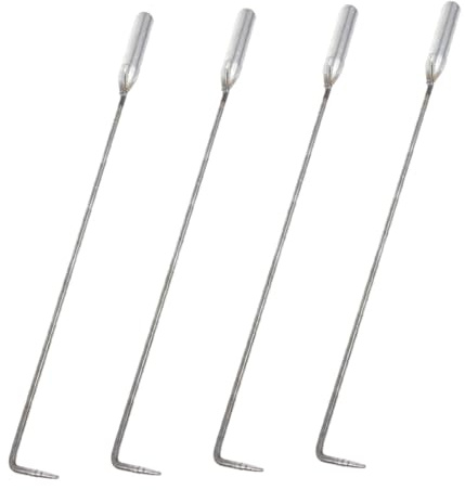 Veemoon Lot de 4 Crochets Robustes pour Cheminée et Foyer Extérieur, Tisonnier Long en Acier Résistant la Chaleur, Outil de Manipulation du Charbon pour Camping, Barbecue et Poêle