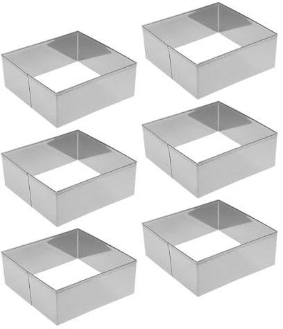 JOINPAYA Set 6 Stampi Quadrati per Biscotti in Acciaio Inossidabile, Tagliabiscotti per Fondente, Torte e Pane, Utensili da Cucina per Feste e Dolci Creativi