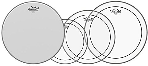 Remo 10 12 14 Pinstripe Clear Set PLUS 14 Coated (3er Set für Toms mit den Größen: 10 / 12 / 14, 14 Ambassador Coated Snare Drum Fell)