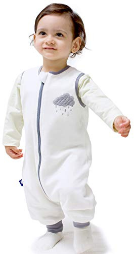 Uppriktig baby sovsäck 1,5 tog spädbarn småbarn varm promenad sovsäck med ben pyjamas unisex vit/S