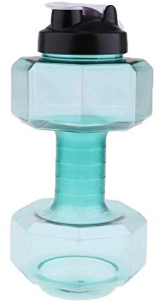 Tubayia 2500 ml Dumbbell Shape Plastic Water Bottle Drinking Bottle for Fitness Sports Camping Hiking, Green