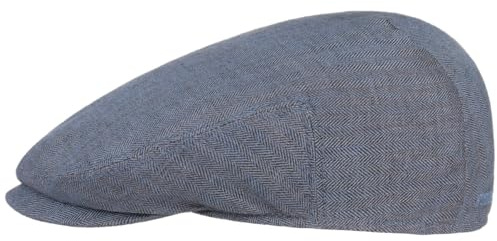 Stetson Woodfield Linen Flat Cap Leinenmütze Herren Schirmmütze mit UV-Schutz Herringbone Frühjahr Sommer