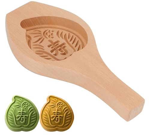 HERCHR Mooncake Mold, Wooden Chinese Moon Cake Flower Shape Press Mold with 3D Flower Pattern Baking Decoration Tools for DIY Baking Cookies Moon Pies Pumpkin Pie Steam Bun(Peach)
