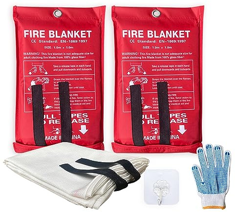 Fire Blanket For Home XXL- 79 x 79 Fire Blankets Emergency For People Fire Retardant Blanket Fire Shelter Large Suppression Fiberglass Kitchen Home Restaurant House Fire Proof Survival Safety Reusable