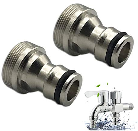 Raccord de Tuyau Fileté en Laiton Adaptateur Universel Pour Robinet Tuyau Robinet mitigeur Connecteur Adaptateur de Cuisine Adaptateur de Robinet Pour Tuyau D'arrosage 23 MM Argent（2 pièces）