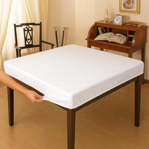 Corredocasa Copritavolo Bianco, Prodotto in Italia - Salvatavolo in Feltro Bianco - Mollettone Sotto Tovaglia con Elastico Salvatavolo - Copri Tavolo Disponibile in 4 Misure (Quadrato 140x140)