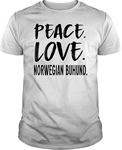 Peace Love Norwegian Buhund Tshirt - Unisex Tee White