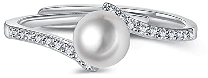 HCMA Anelli di perle di moda Gioielli in argento 925 con pietre preziose di zircone Anello aperto per dito Accessori fini per regalo di fidanzamento di nozze