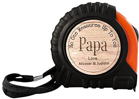 ALICESER Metro a nastro personalizzato per papà, nastro di misurazione con incisione personalizzata, per la festa del papà, strumento di misurazione retrattile, regalo per papà, nessuno misura fino a