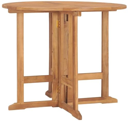 vidaXL Teak Massiv Garten Esstisch Klappbar Gartentisch Holztisch Klapptisch Gartenmöbel Tisch Terrassentisch Massivholztisch Outdoor Ø90x75cm
