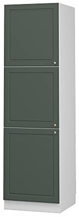 Vicco Vorratsschrank Fame-Line, Grün-Gold Landhaus/Weiß 60 cm | MDF-Front · Soft-Close · Höhenverstellbare Füße · Metallgriffe · ✓ Frei kombinierbar