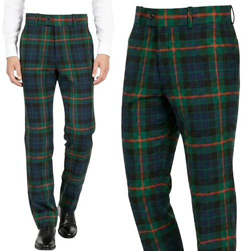 Pantalon tartan pour homme, coupe standard, taille extensible, carreaux écossais - Habillé, décontracté - pour toutes les saisons, mariage, golf - Tissu chaud pour l'hiver - Gunn Tartan