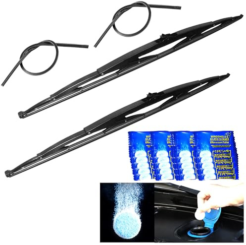 32 Inch Wiper Blade RV Pair or Motorhome rv windshield wipers 9mm 12mm J Hook with 20 Pieces Car Concentrated Washer Tablets And 2pcs Rubber Wiper Blades Refills 32/32 2 Pcs