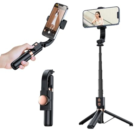 Estabilizador de cardán para teléfonos inteligentes, palo selfie extensible de 3 ejes, trípode para teléfono, estabilizador de teléfono inteligente antivibración para Tiktok Youtuber Vlog