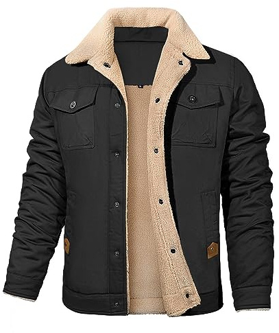 Vancavoo Veste Cargo en Polaire Hiver Chaud Blousons Homme Casual Aviateur Militaire de Coupe-Vent Épaissir Manteaux avec Poches,Noir,XXL