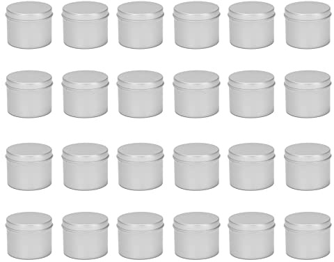 JIVIMOCO 24 Round Pack Metallo Barattoli Box Candela Stagno Nero nel Alluminio Vaso Magazzini Vuoti Lattine Pot Plain Crema Cosmetica Container
