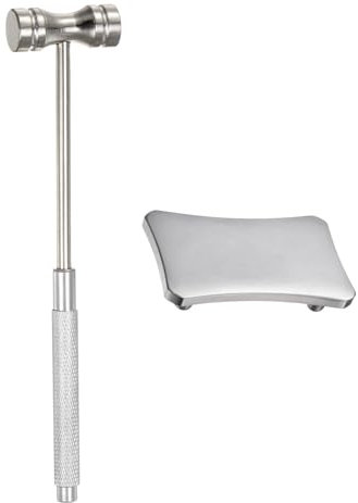 sourcing map Double Face Small Steel Hammer 6 Round Dual Head Multifunctional Hard Head Metal Mallet with Steel Plate for Jewelry Watch Handcraft, Silver Tone