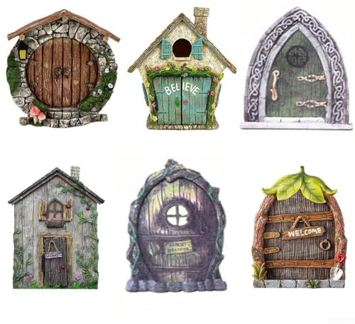 HEIBTENY Aufwendige Miniatur-Feentür Gartenzwerg Hofkunst-Skulptur, 6 Stück, 13848U765F04DKY4287DY3X0DB19