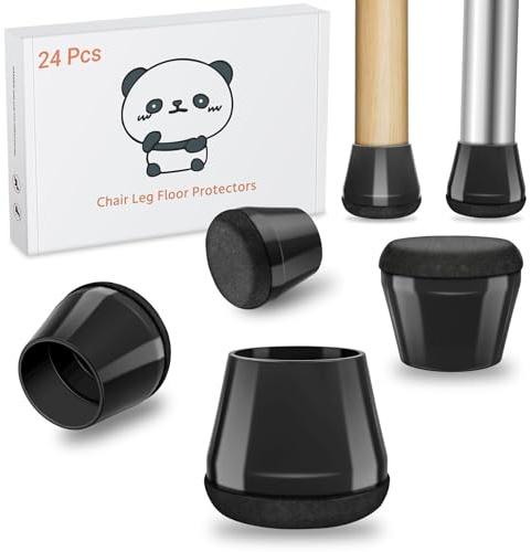 Meldel stolbensskydd Liten 24 stycken, silikonskyddskåpor för stolsben, silikonstolsbenskydd filtglidare för trägolv, stolben skyddar golv mot repor, minskar buller (20-26mm)