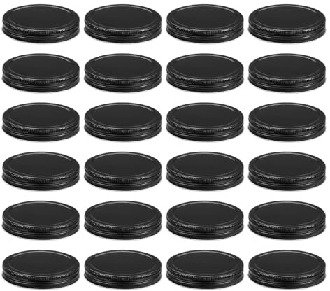 sourcing map 24pcs Regular Mouth Mason Jar Lids, 70mm Mason Canning Jar Lids with Airtight Seal and Leakproof, Mason Storage Covers Caps for Mason Jar, Black