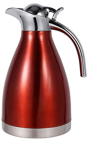 UPQRSG Jarra Térmica de Café de Acero Inoxidable, Frasco de Vacío con Aislamiento de Doble Pared, Jarra Termo Al Vacío con Botón Superior, Botella de Agua Caliente para Café, Té, Bebidas(2L-Rojo)
